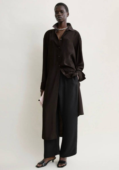 TOT Silk Shirtdress In Brown
