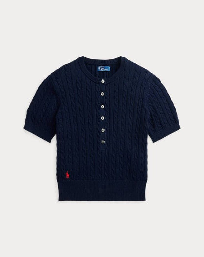 RL: Mini-Cable Short-Sleeve Henley Jumper