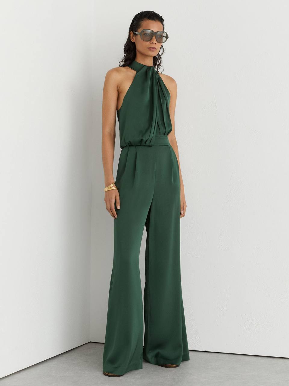 Finley Satin Draped Wide-Leg Jumpsuit