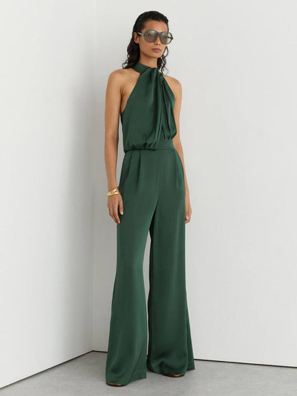 Finley Satin Draped Wide-Leg Jumpsuit