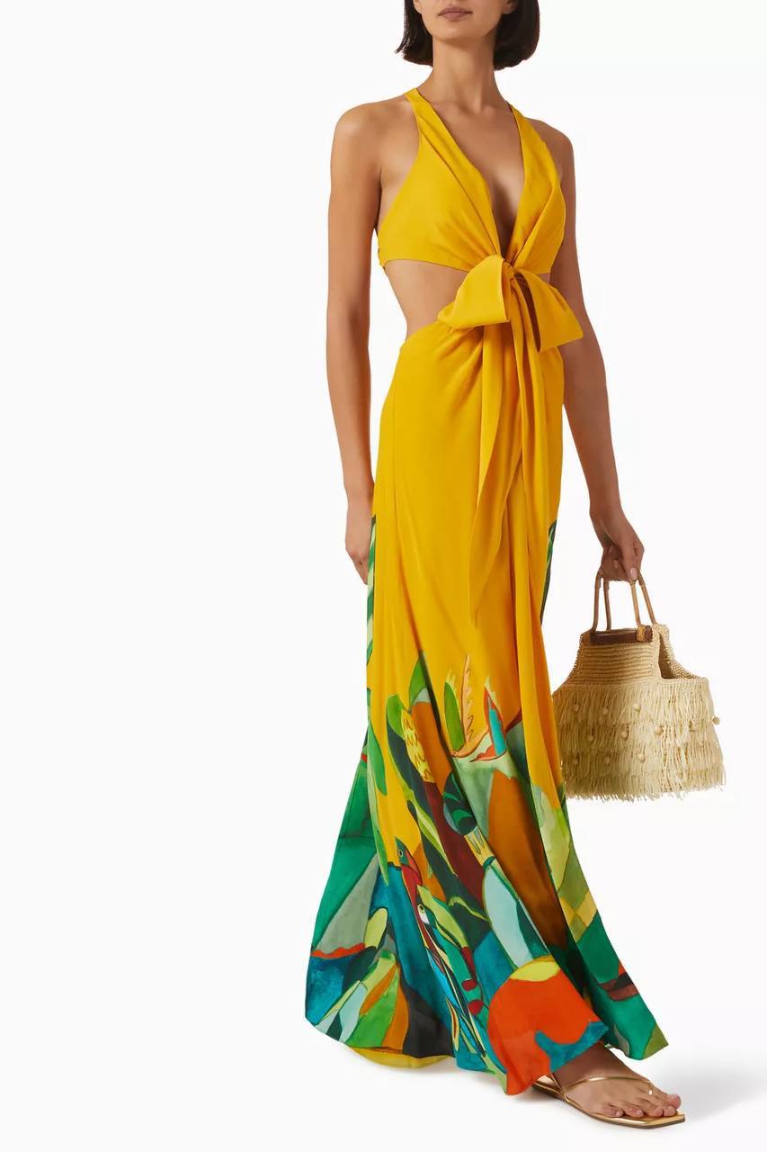 ALM Mokshini Cut-out Silk Maxi Dress