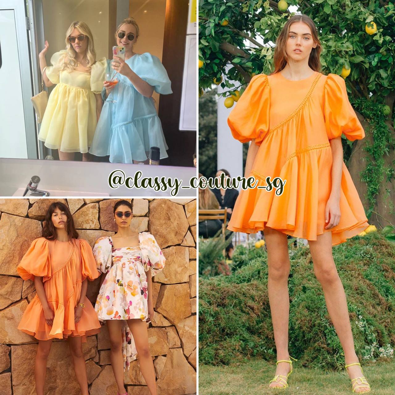 AJ Riviera Asymmetric Braided Puff Sleeve Smock Dress | mini