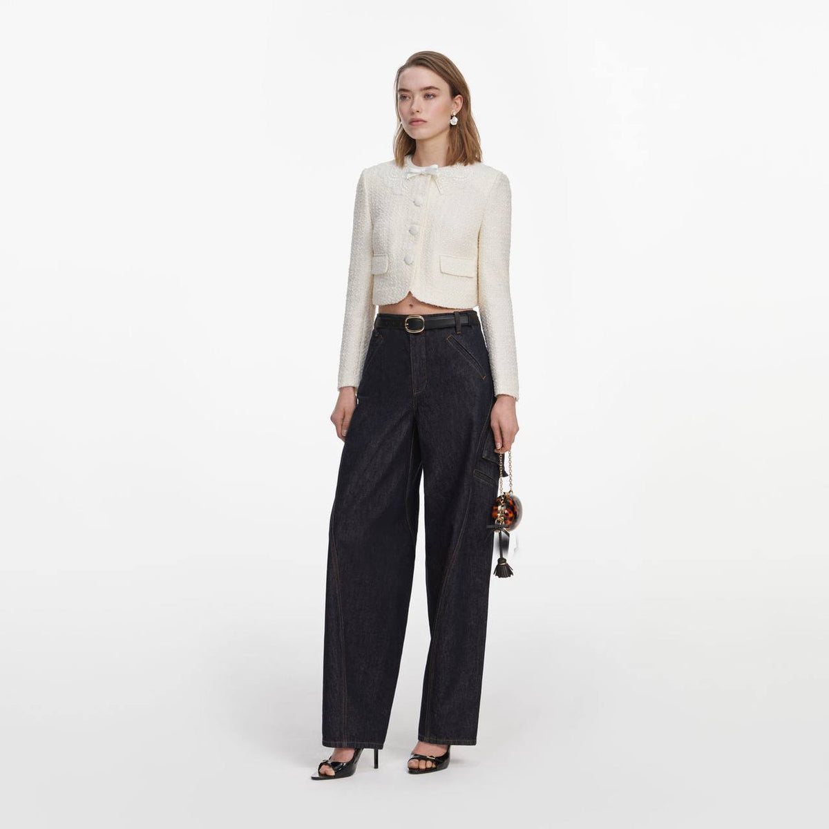 Cream Boucle Lace Collar Jacket | Mini Skirt - Image 3