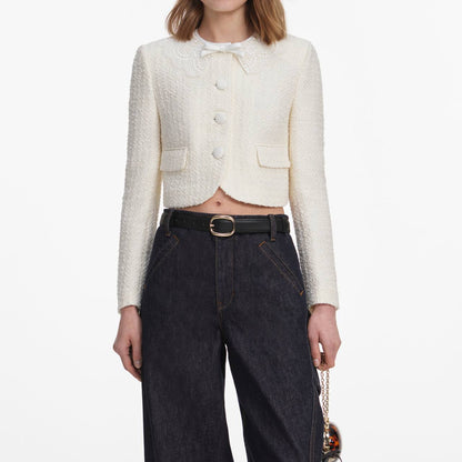Cream Boucle Lace Collar Jacket | Mini Skirt - Image 5