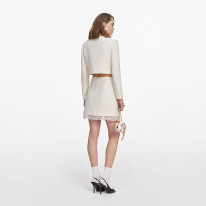 Cream Boucle Lace Collar Jacket | Mini Skirt - Image 9