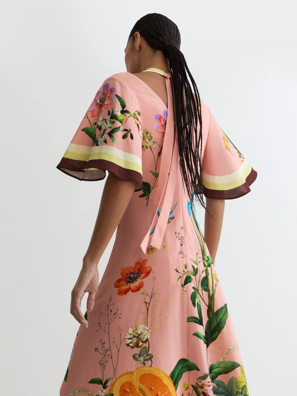 RS Flossy Floral-Print Cut-Out Midi Dress in Pink