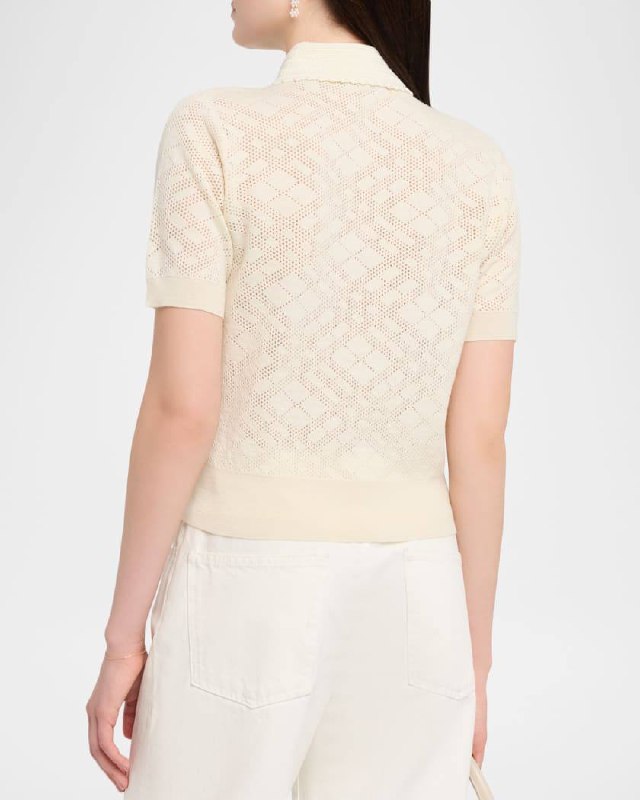 BBR Petra Check-Knit Wool-Silk Polo Shirt