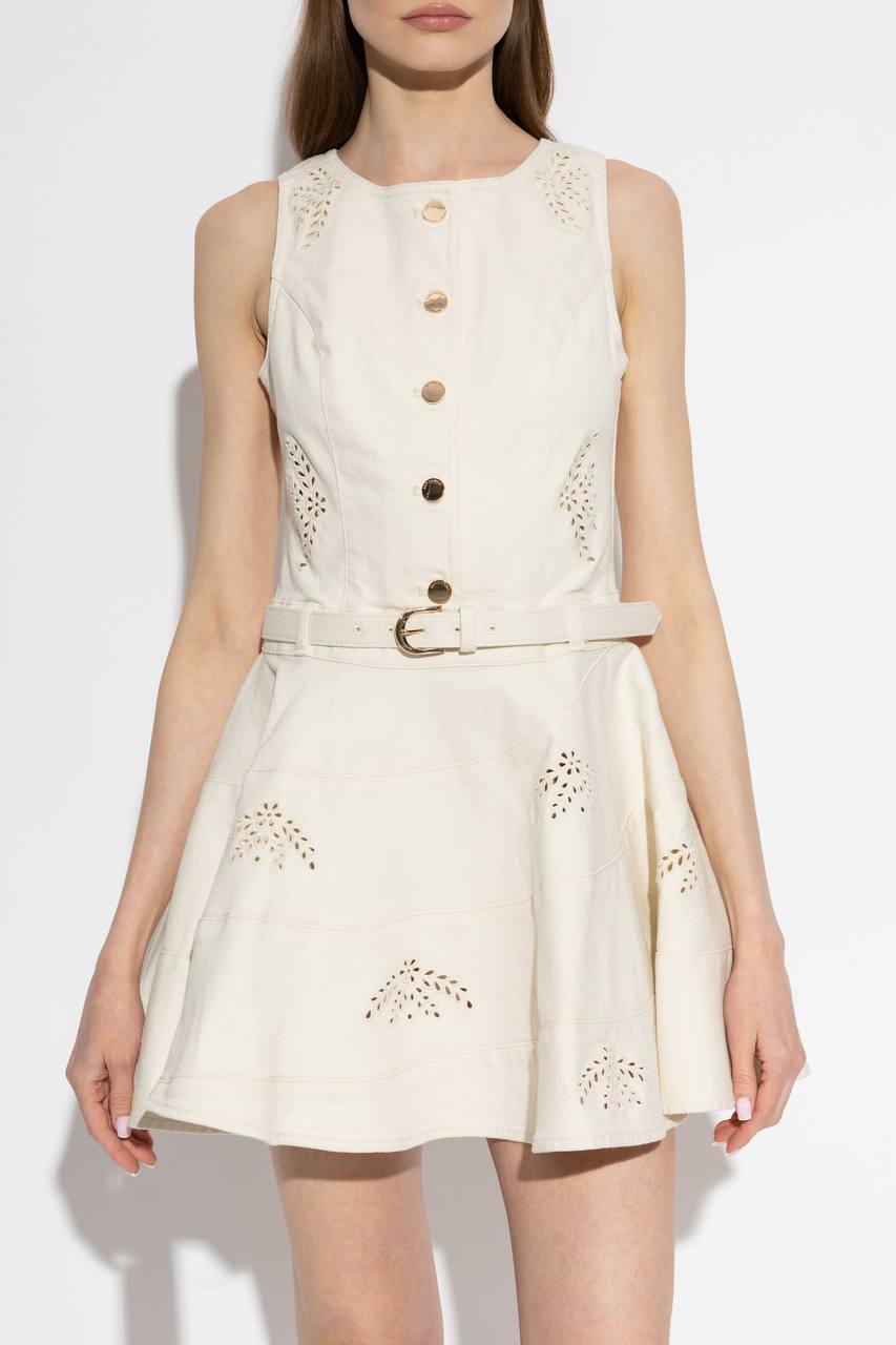 SP Cream Broderie Denim Sleeveless Mini Dress