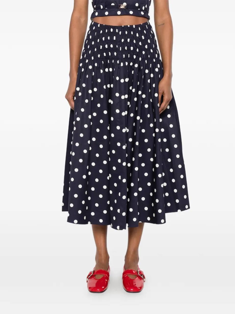 MJ Long Cotton Polka Dot Skirt