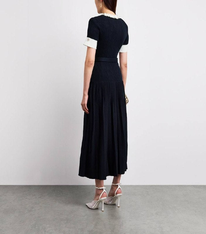 SP Navy Rib Knit Midi Dress