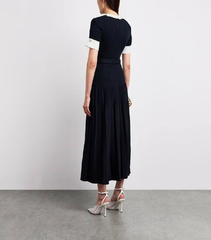 SP Navy Rib Knit Midi Dress