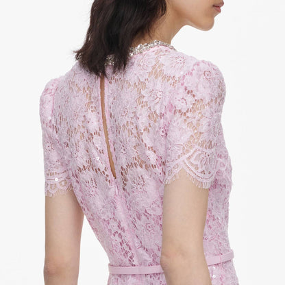 SP Pink Sequin Lace Midi Dress