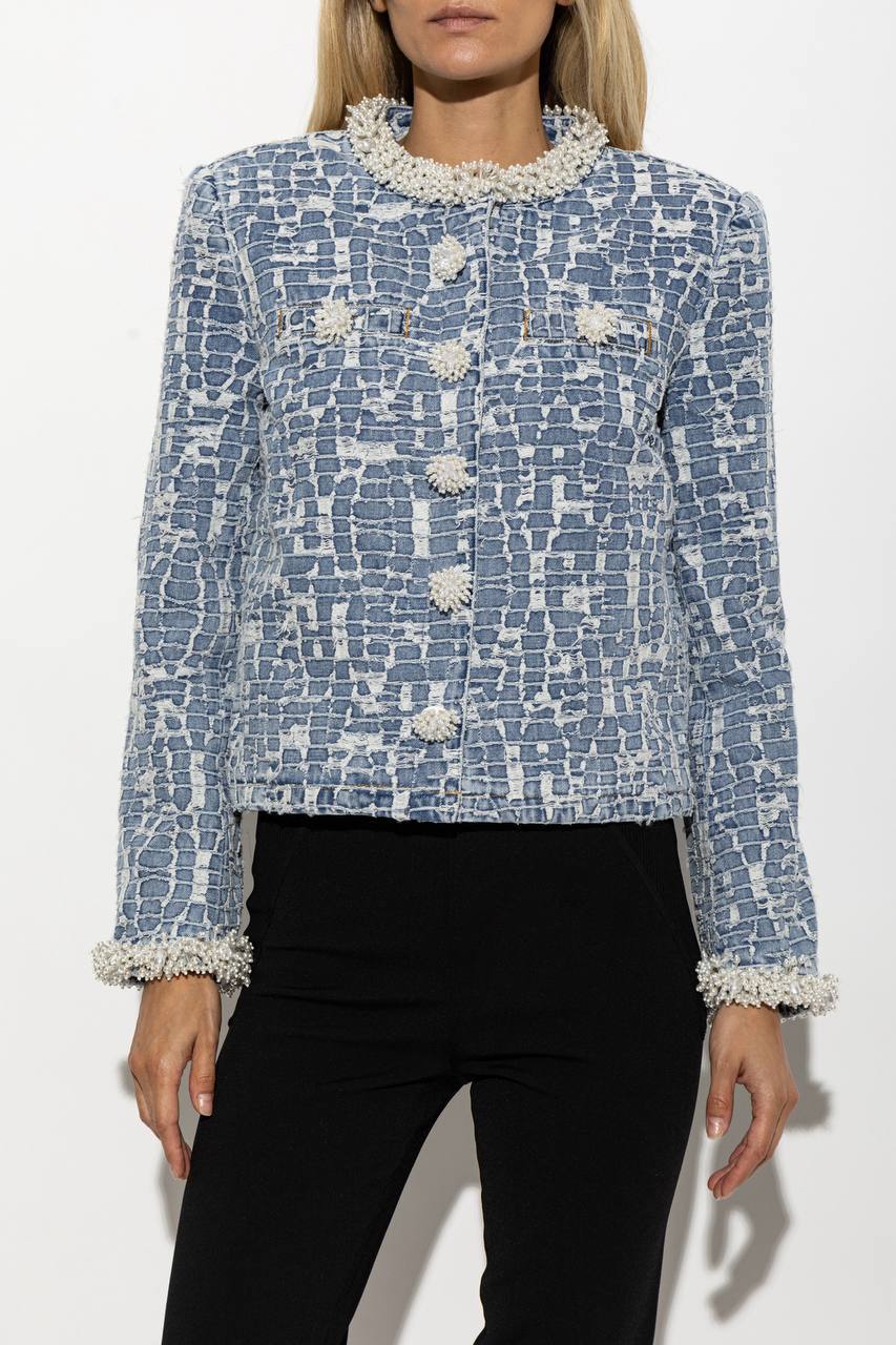 Blue Textured Denim Jacket