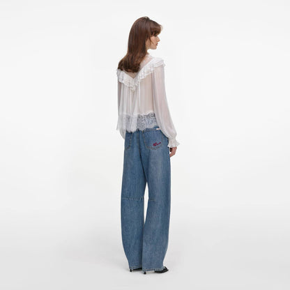 SP White Georgette Lace Blouse
