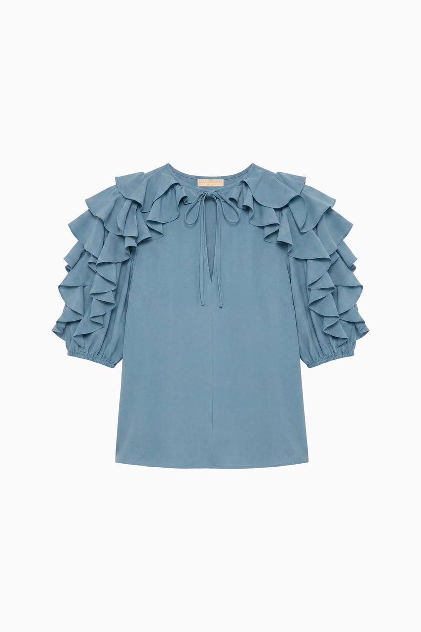 UJ Josephine Short Sleeve Silk Top - Image 4