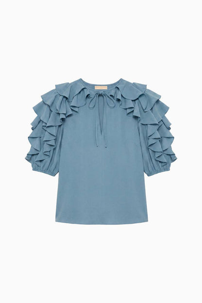 UJ Josephine Short Sleeve Silk Top - Image 4