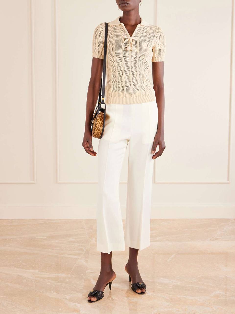 VL Pointelle Knit Cotton Polo Shirt