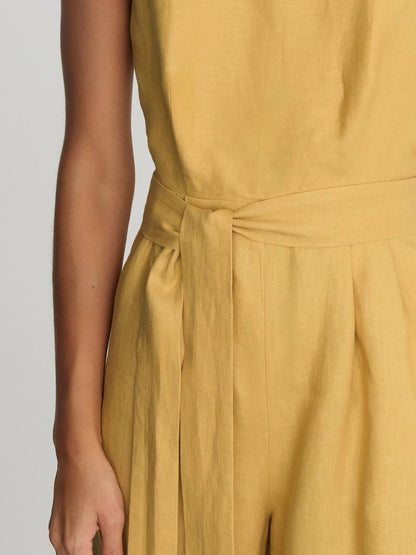 RS Della Linen Open-Back Wide-Leg Jumpsuit
