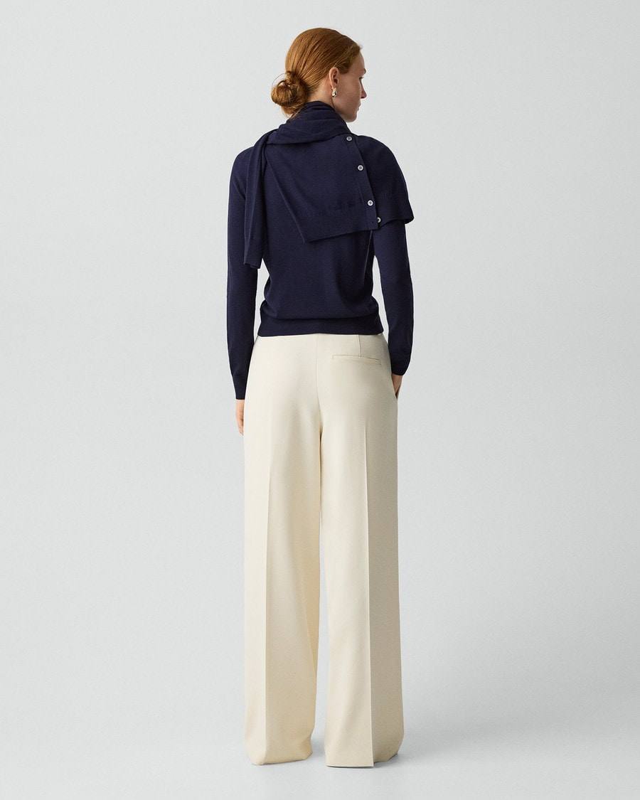 TH Fitted Blazer | Pleated Wide-Leg Pant 30" in Admiral Crepe