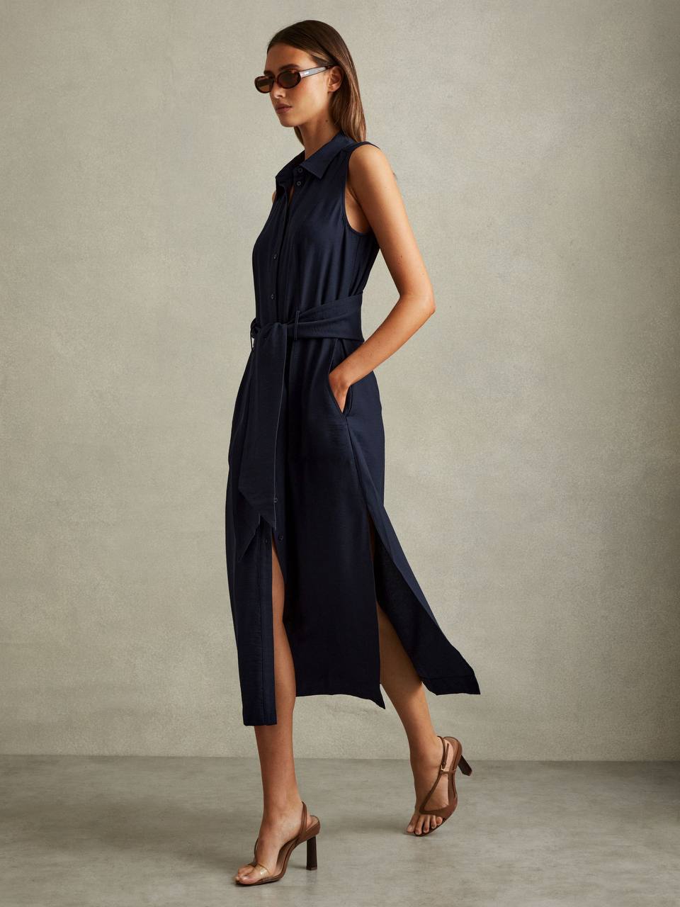 RS Morgan Petite Viscose Blend Belted Shirt Dress