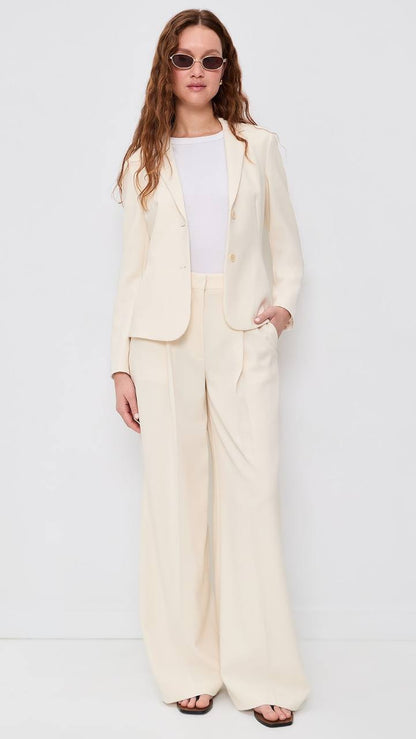 TH Fitted Blazer | Pleated Wide-Leg Pant 30" in Admiral Crepe
