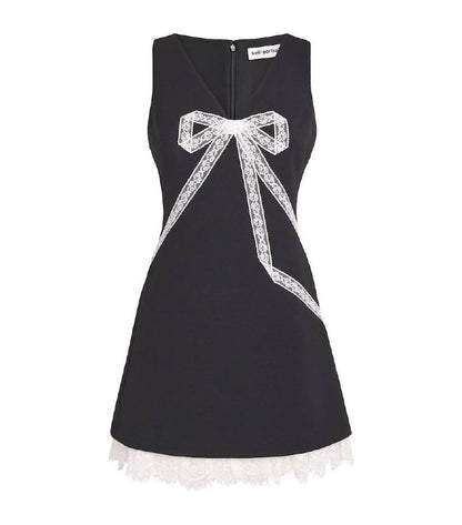 SP Crepe Lace Bow Mini Dress