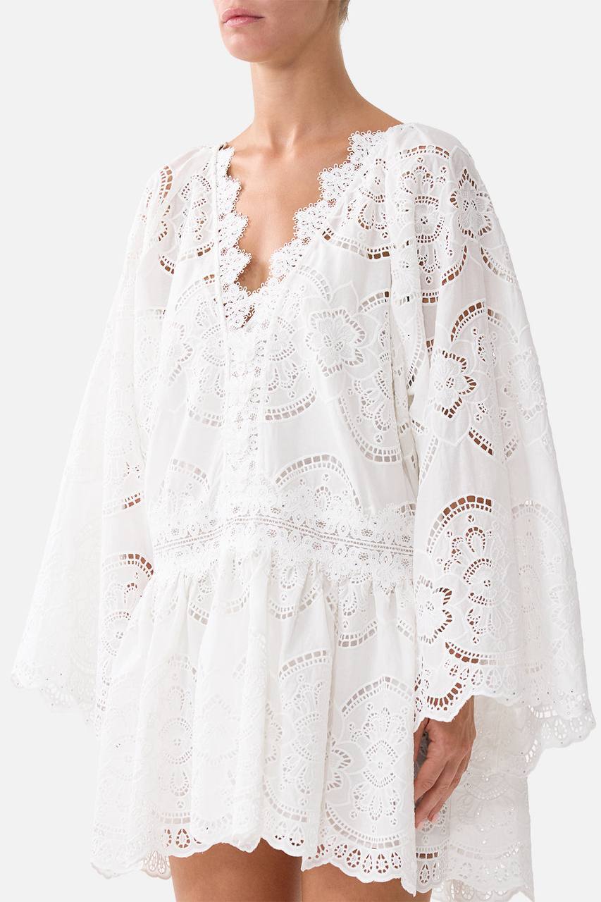 CM A Tiled Wonderland V Neck Relaxed Short Dress