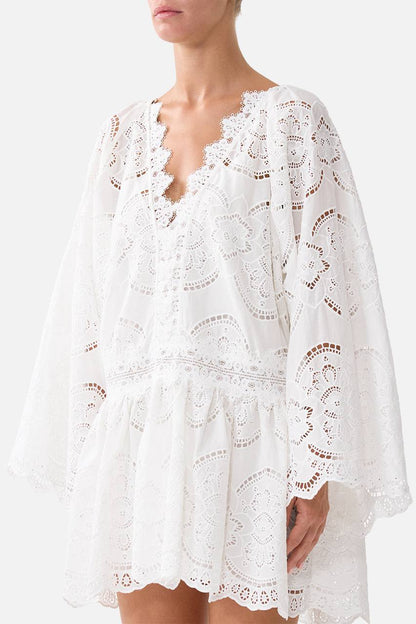 CM A Tiled Wonderland V Neck Relaxed Short Dress