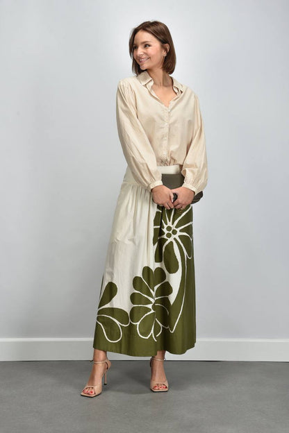 FR Palermo Botanical Cotton Midi Skirt