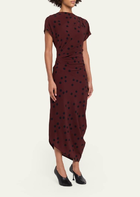 PS Ren Dress in Printed Dot Stretch Viscose