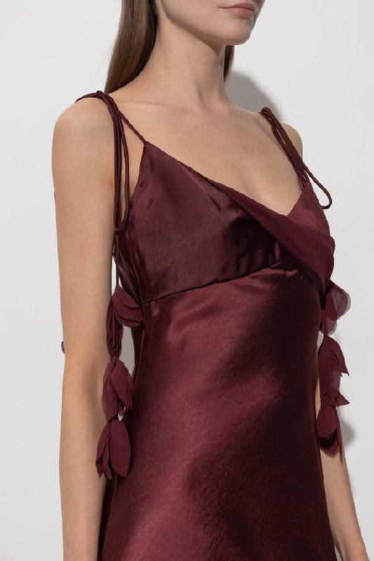 SP Satin Floral Appliqué Maxi Dress