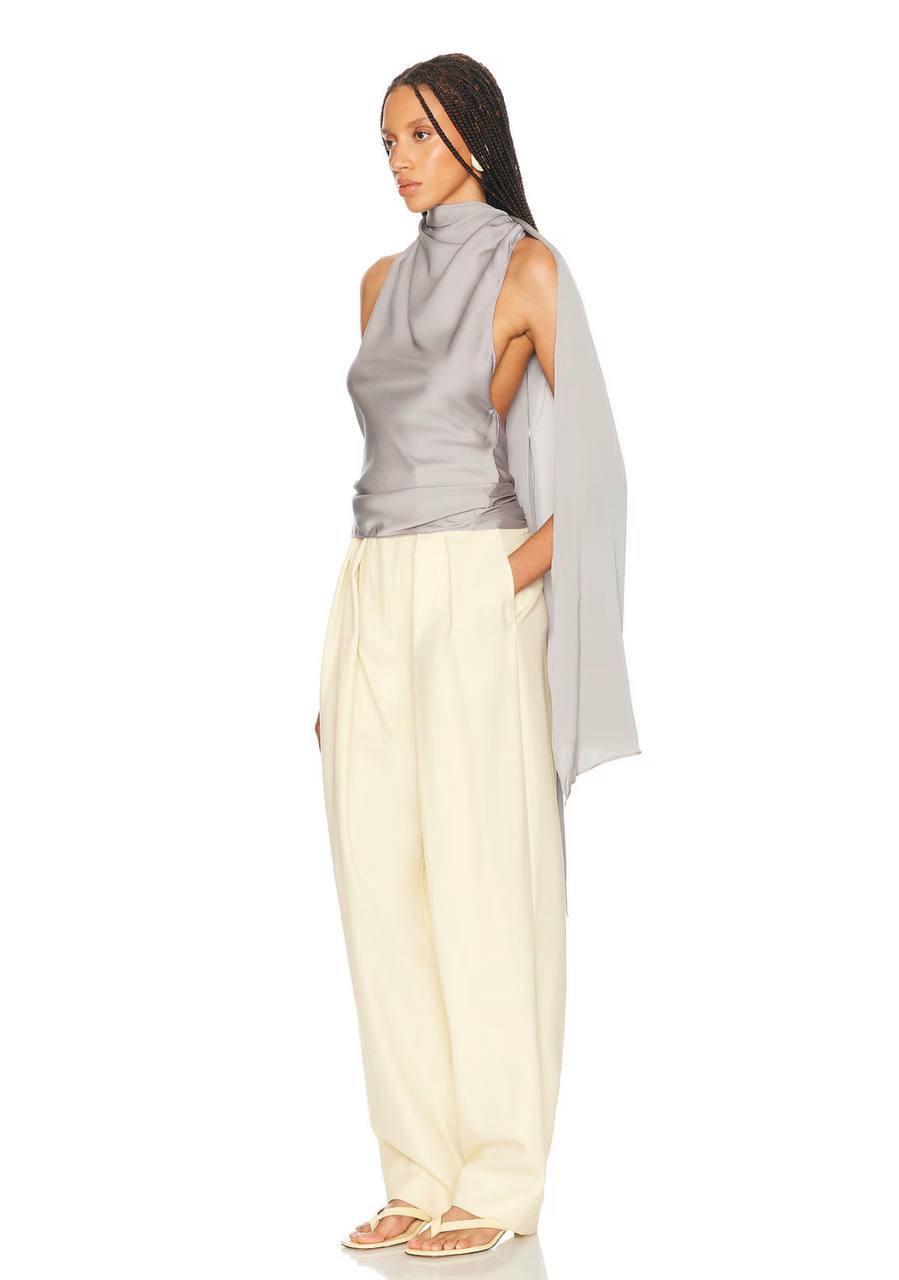 HS Natasha Silk Halter in Stormy Grey