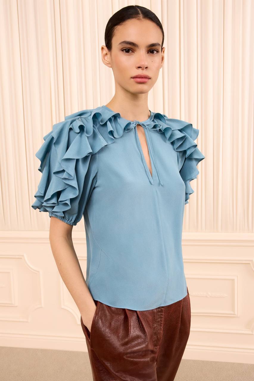UJ Josephine Short Sleeve Silk Top - Image 2