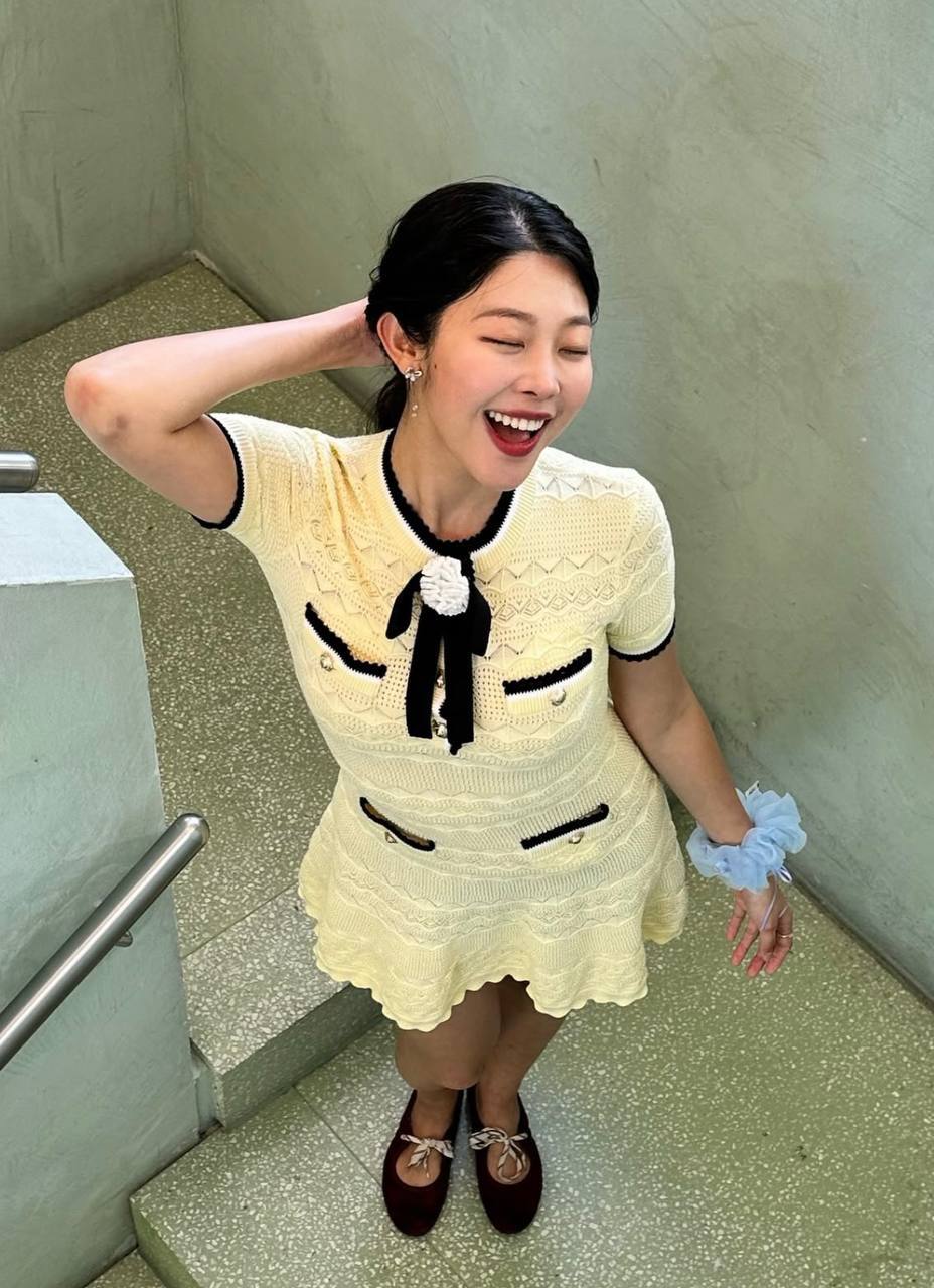 SP Yellow Pointelle Knit Mini Dress