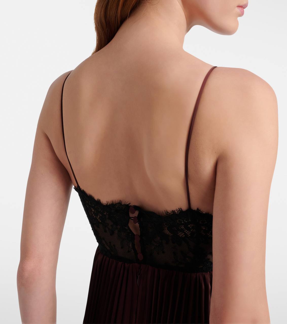 SP Brown Satin Lace Insert Maxi Dress