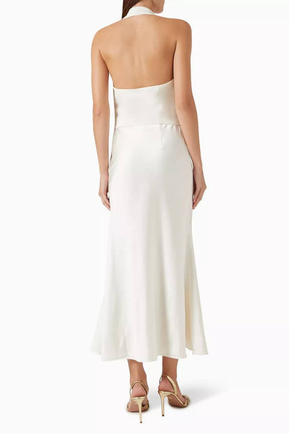 SP Cream Linen Blend Satin Midi Dress