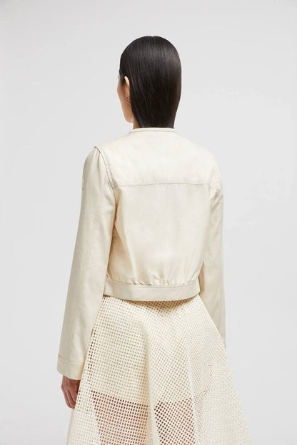 MC Chatel Button Sleeve Cotton-linen Crop Jacket