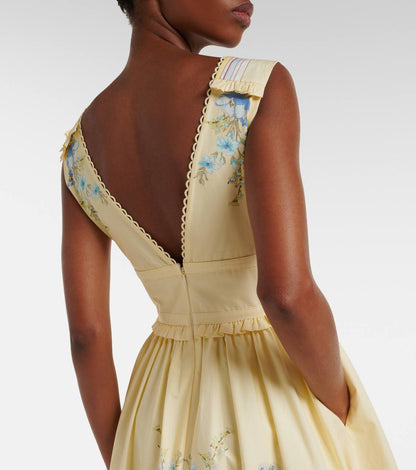 SP Yellow Bow V-neck Dress in Cotton
