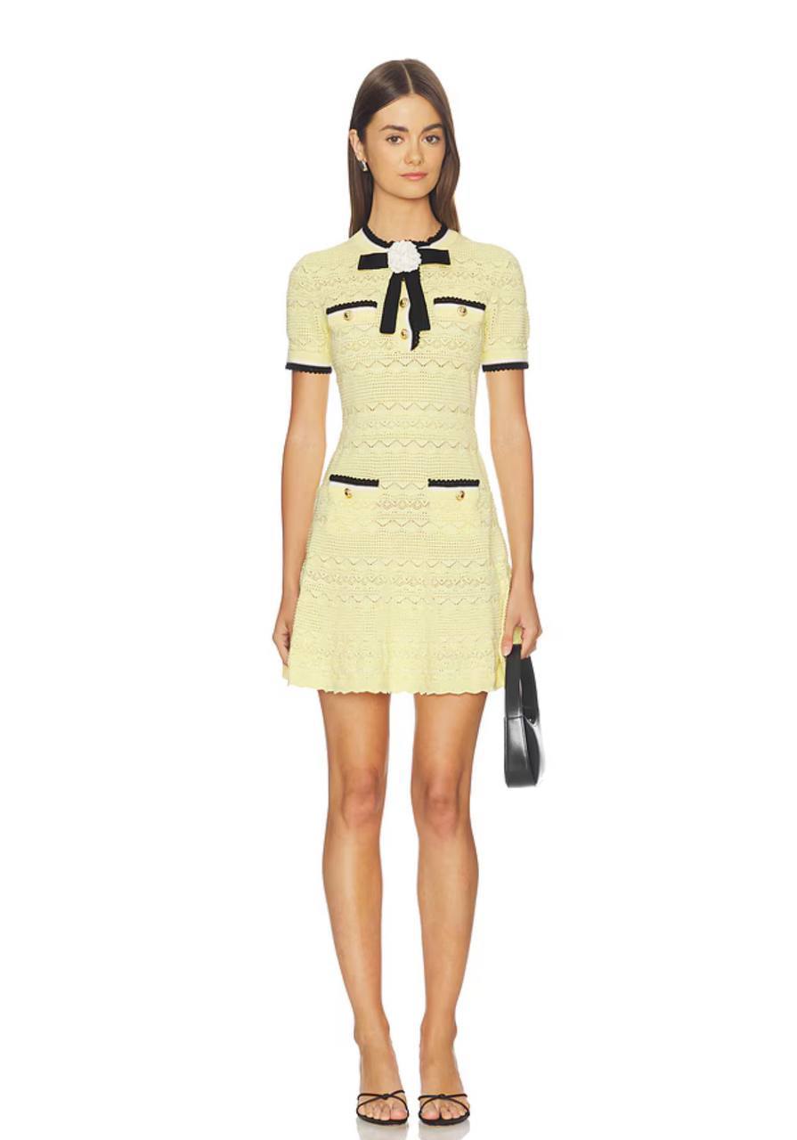 SP Yellow Pointelle Knit Mini Dress
