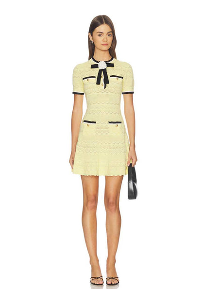 SP Yellow Pointelle Knit Mini Dress