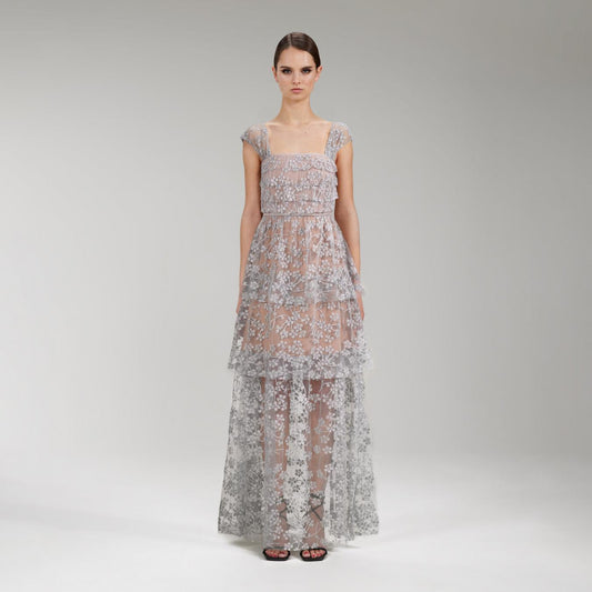 SP Embroidered Blossom Tiered Maxi Dress