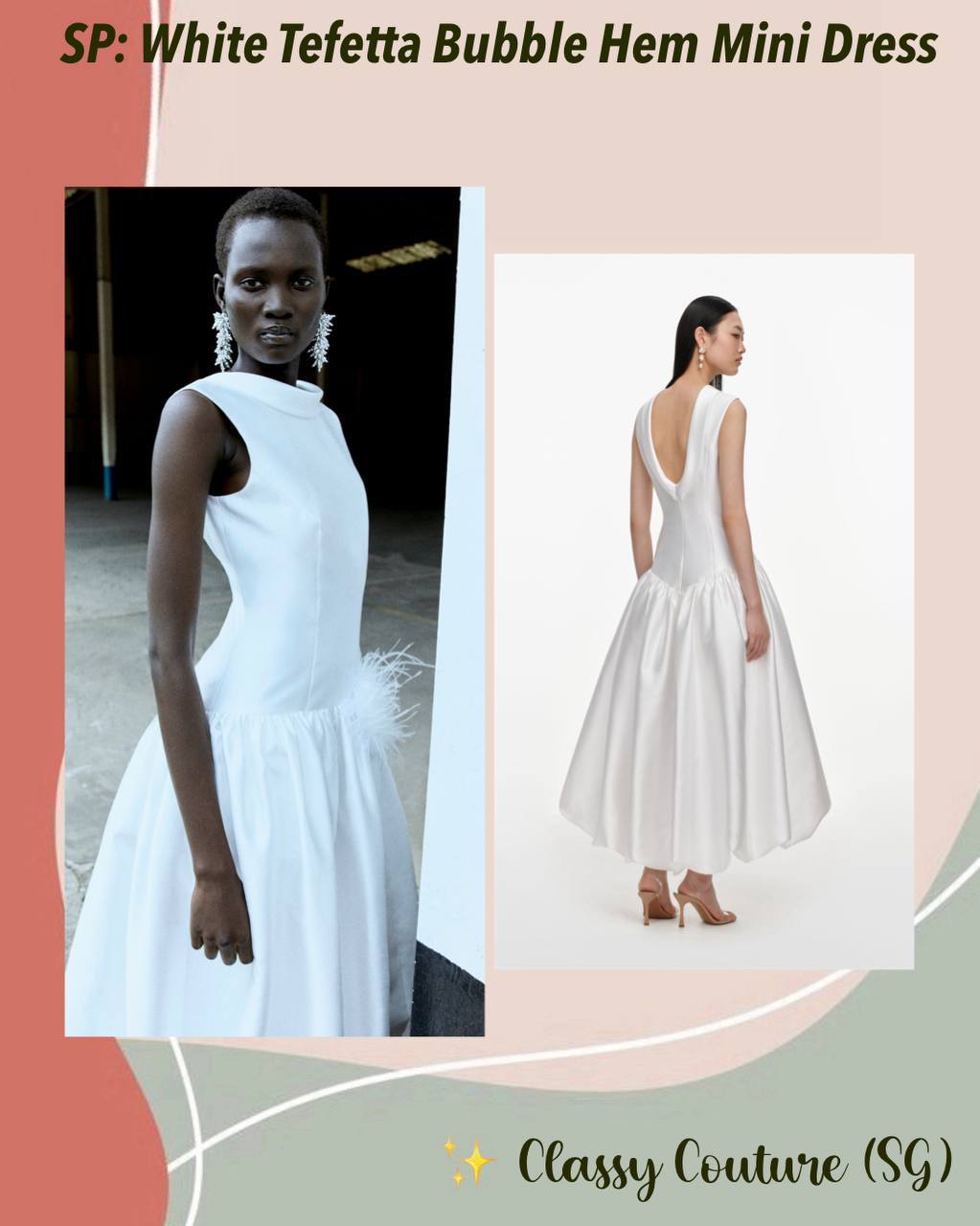 SP White Tafetta Bubble Hem Mini Dress