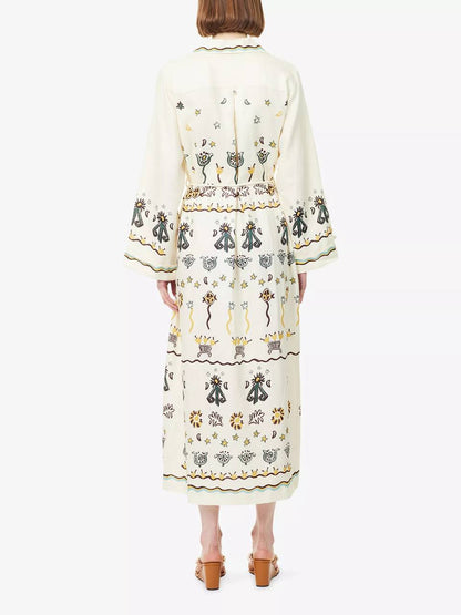 ALM Sun Dancer Linen Shirtdress Midi Dress