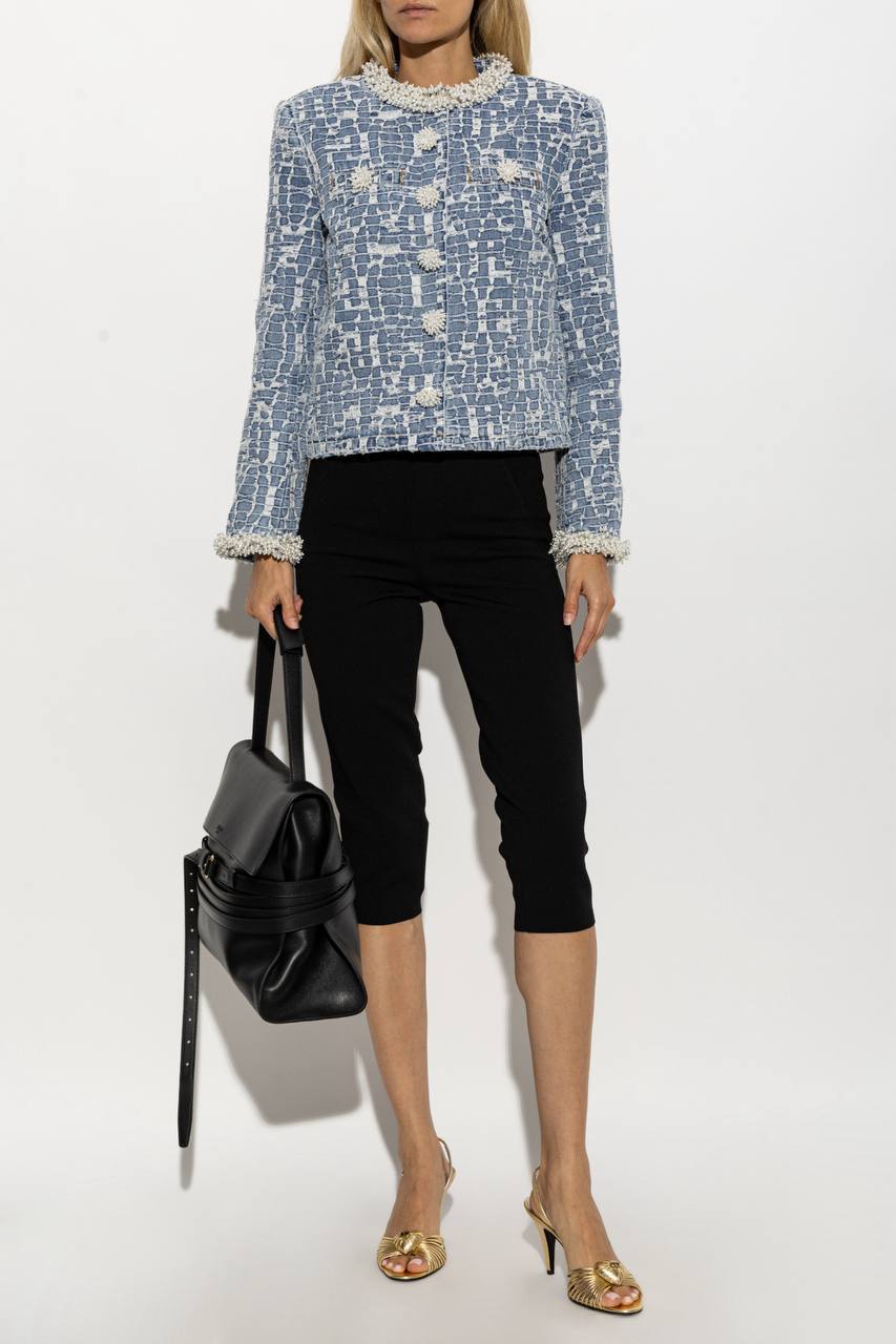 Blue Textured Denim Jacket
