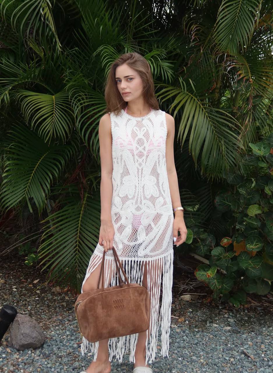TG: Kim Fringed Crochet Dress