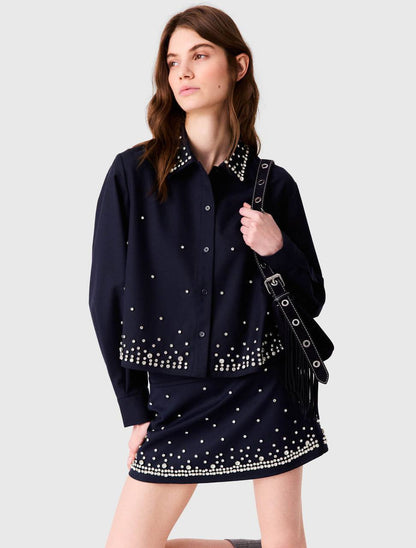 MJ Rhinestone Embellished Shirt Shorts