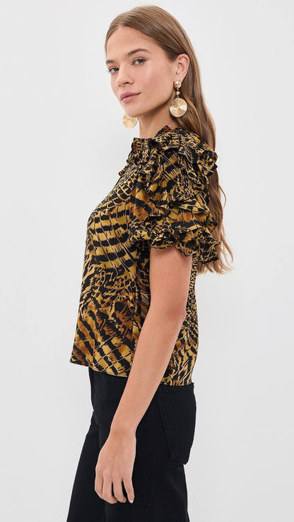 UJ Josephine Short Sleeve Silk Top - Image 13