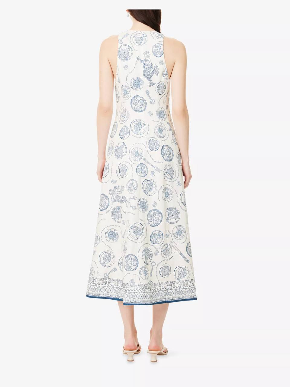 ALM Lucky Lace-Up Linen Midi Dress