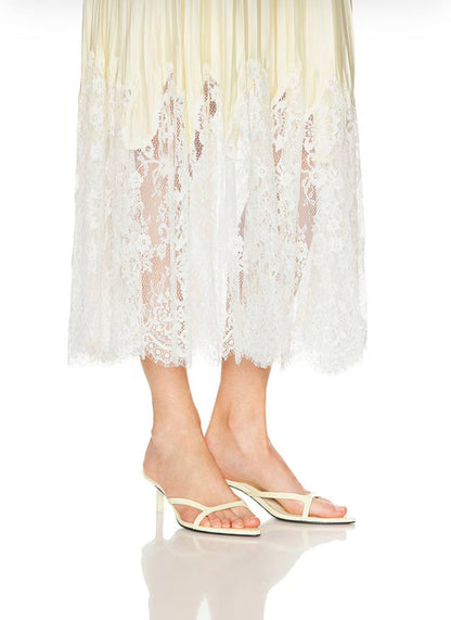 SP Yellow Satin Lace Midi Skirt