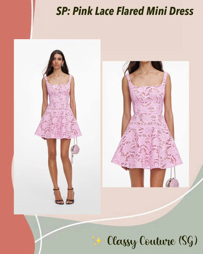 SP Pink Lace Flared Mini Dress
